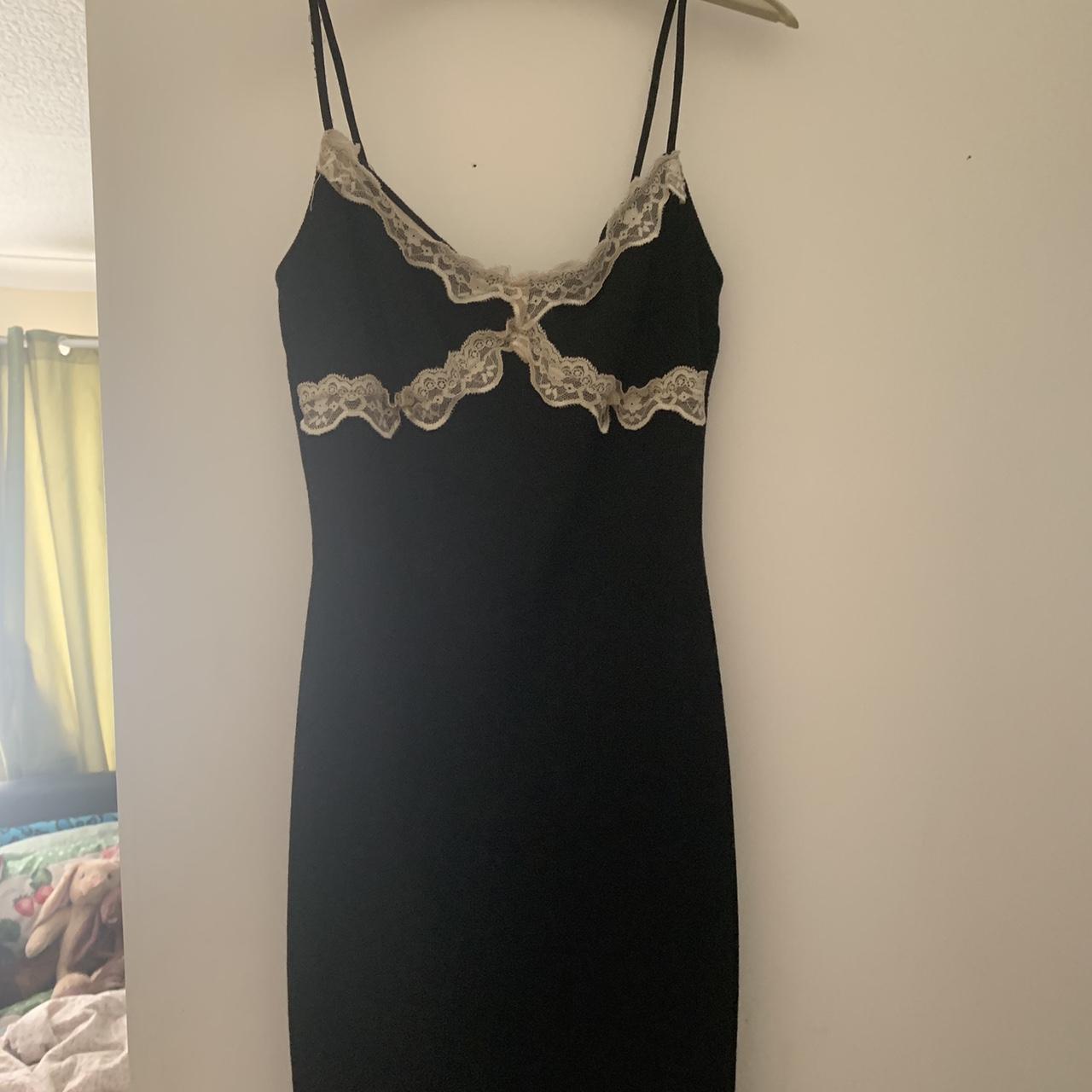 shein black dress with lace detailing good condition... - Depop