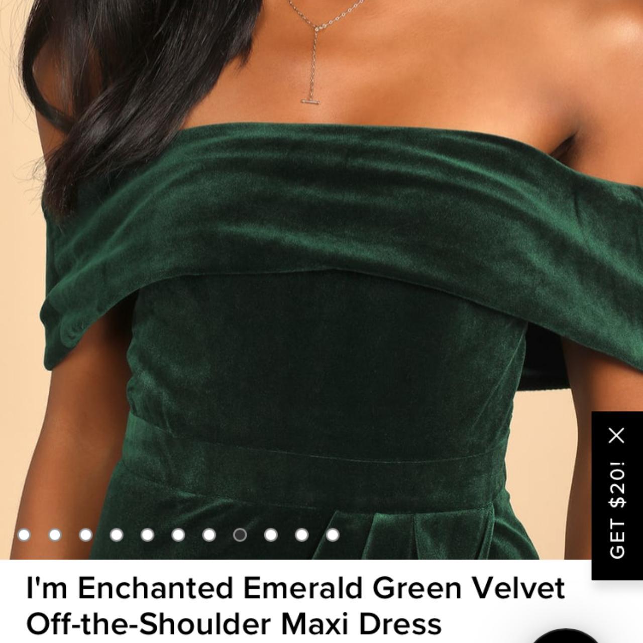 I'm Enchanted Emerald Green Velvet Off-the-Shoulder Maxi Dress