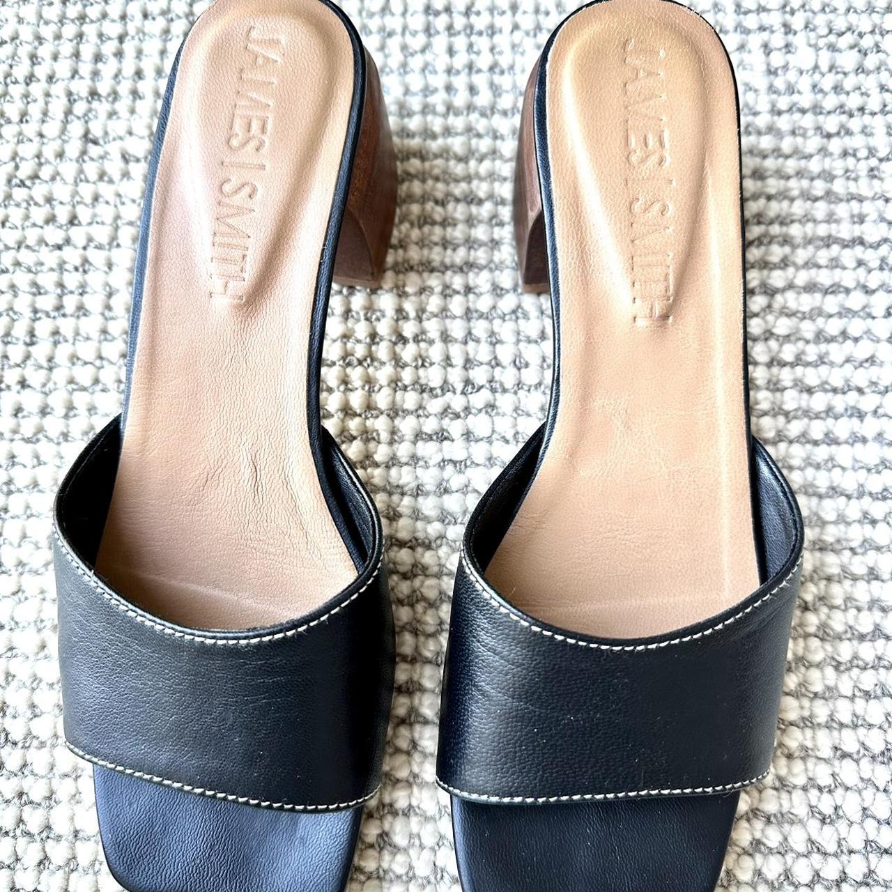 James smith black leather mules Size 38 In as new... Depop