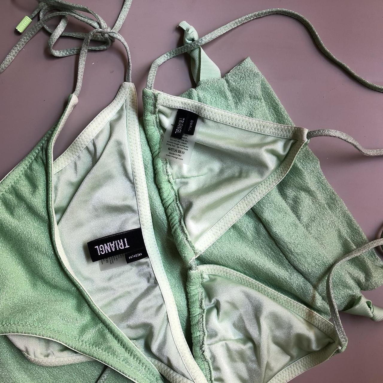 Triangl green sparkle bikini. Top size small, bottom... - Depop