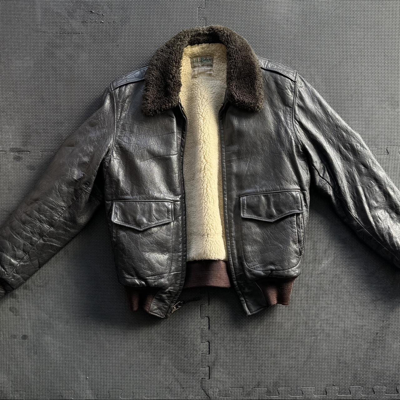 Vintage LL Bean G1 Bomber Jacket Lambskin Aviator... - Depop