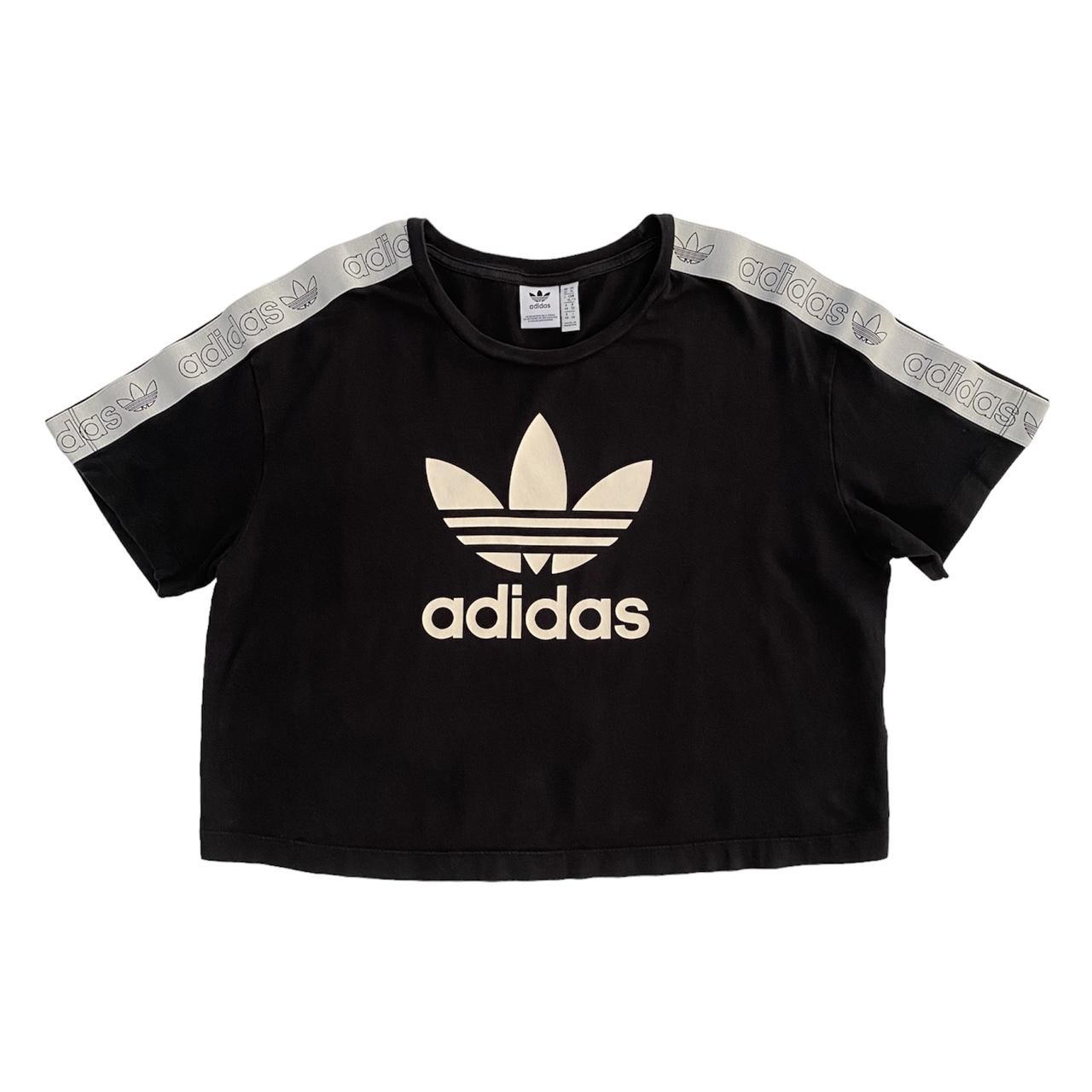 Adidas tape crop t shirt best sale