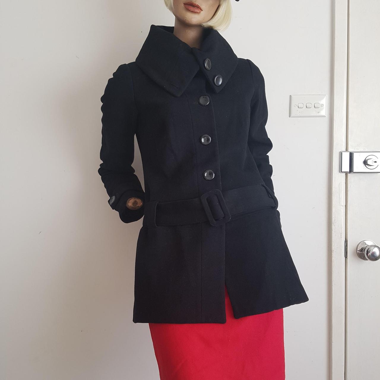 Vintage SPORTSGIRL Black Partial Wool Winter Jacket... Depop