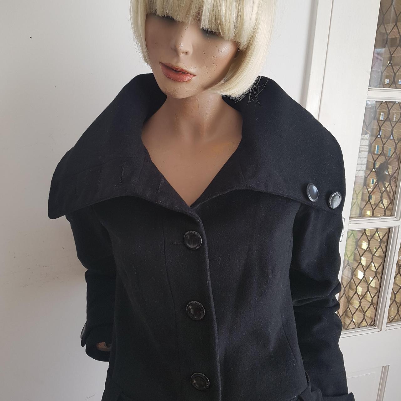 Vintage SPORTSGIRL Black Partial Wool Winter Jacket... Depop