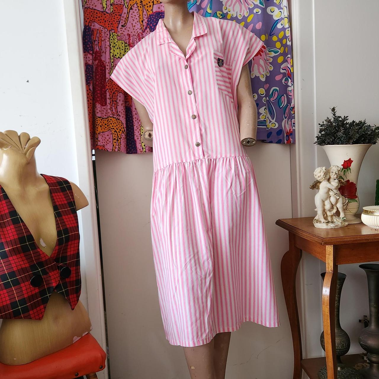 VINTAGE 80s TARGET Pink & White Striped Sleeveless... Depop