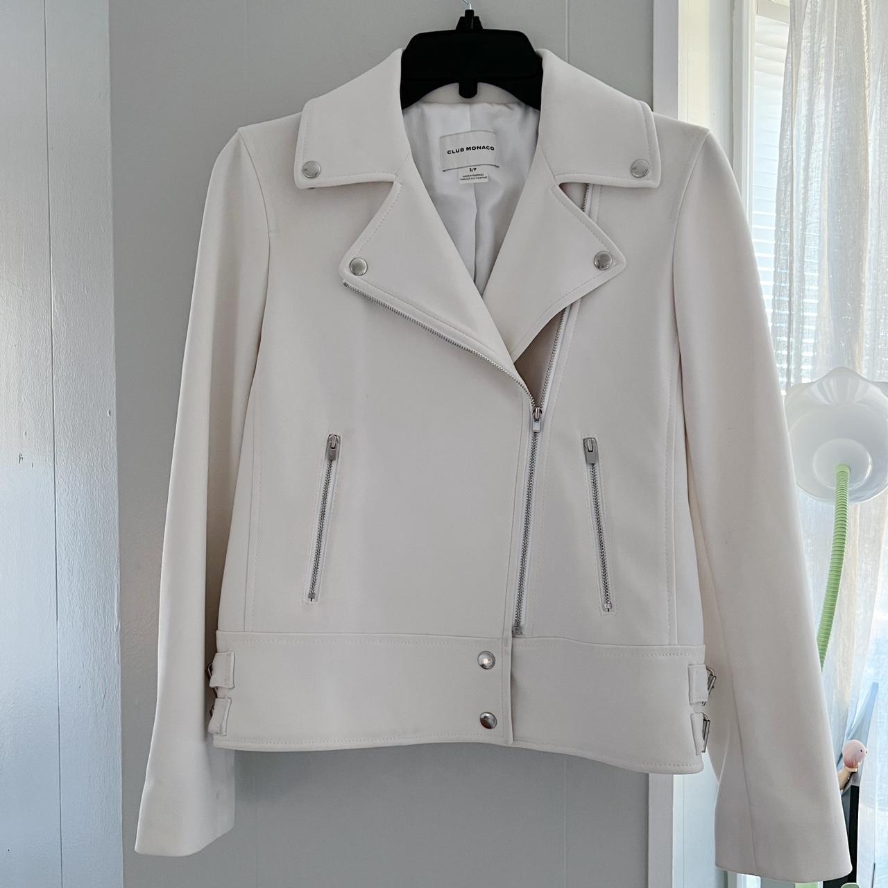 Club Monaco white moto jacket gorgeous classic