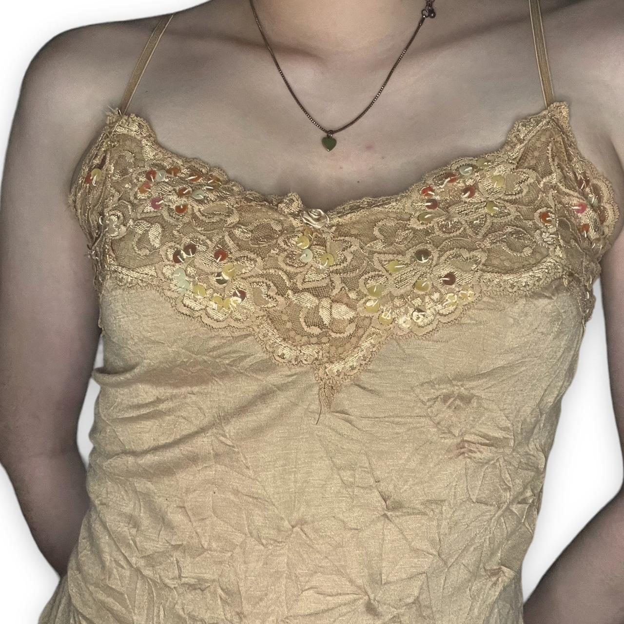 Vintage Y2K Champagne Gold Satin Lace Cami Vest Top 4 6 8 – Worth The  Weight Vintage