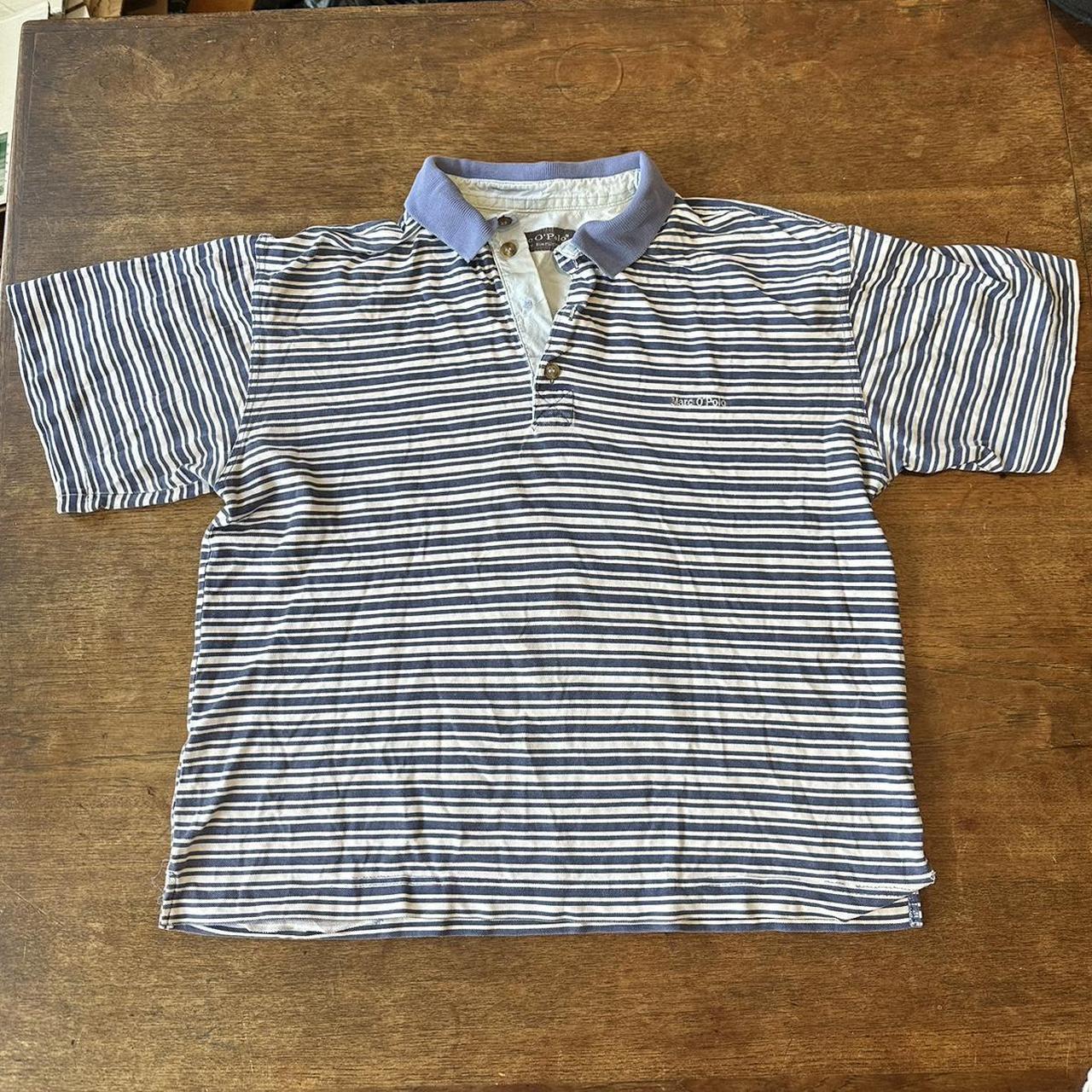 Striped collared dad shirt :) Missing a button... - Depop