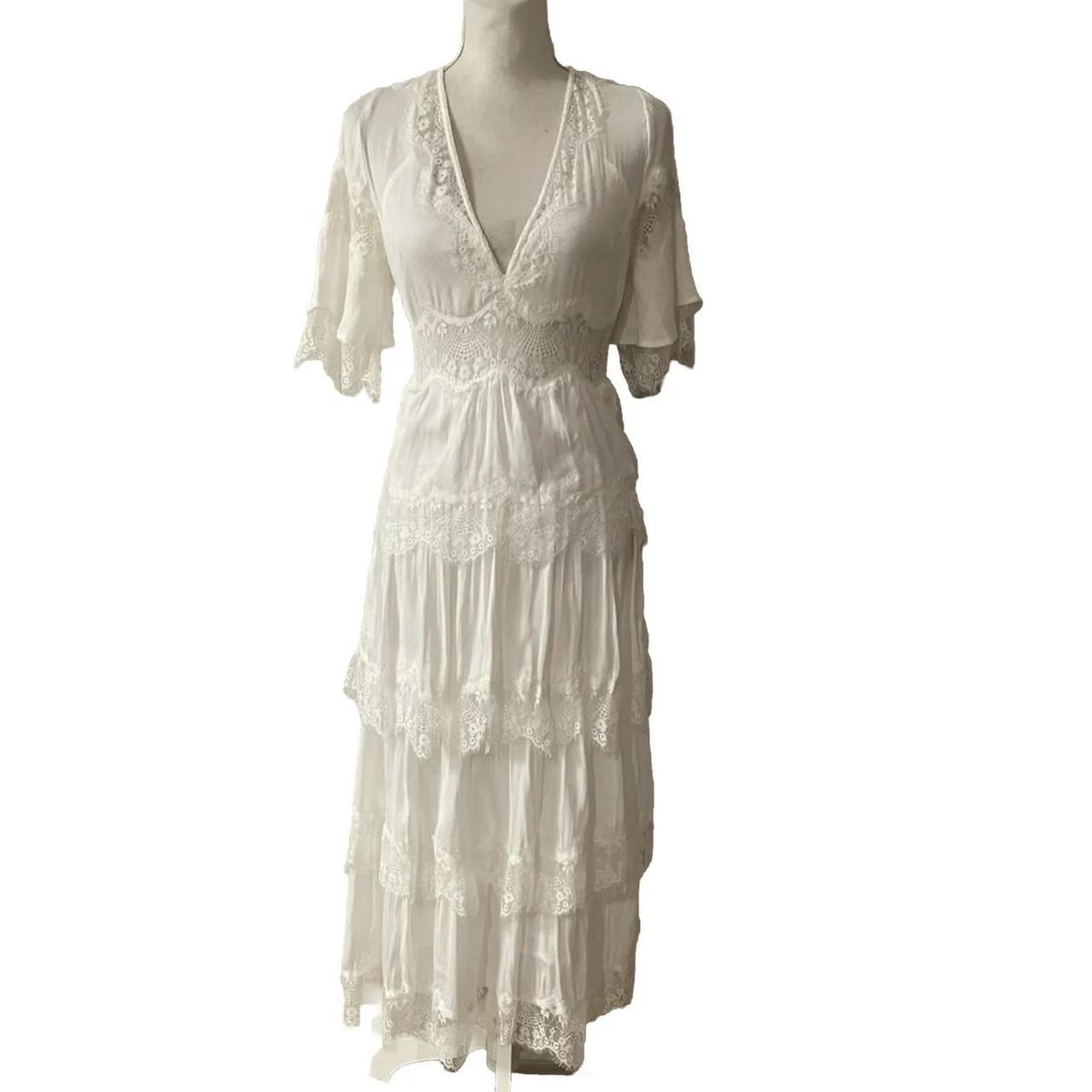 Storia Maxi Dress Womens White Boho Layered Lace... - Depop