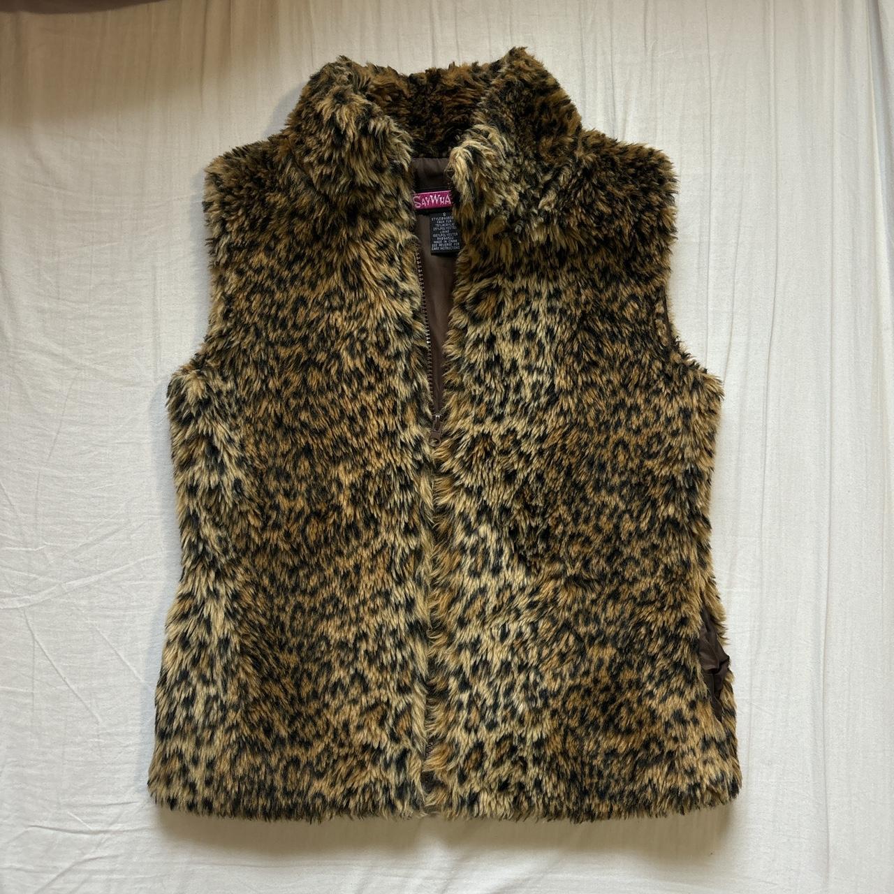 vintage mcbling cheetah print fur vest