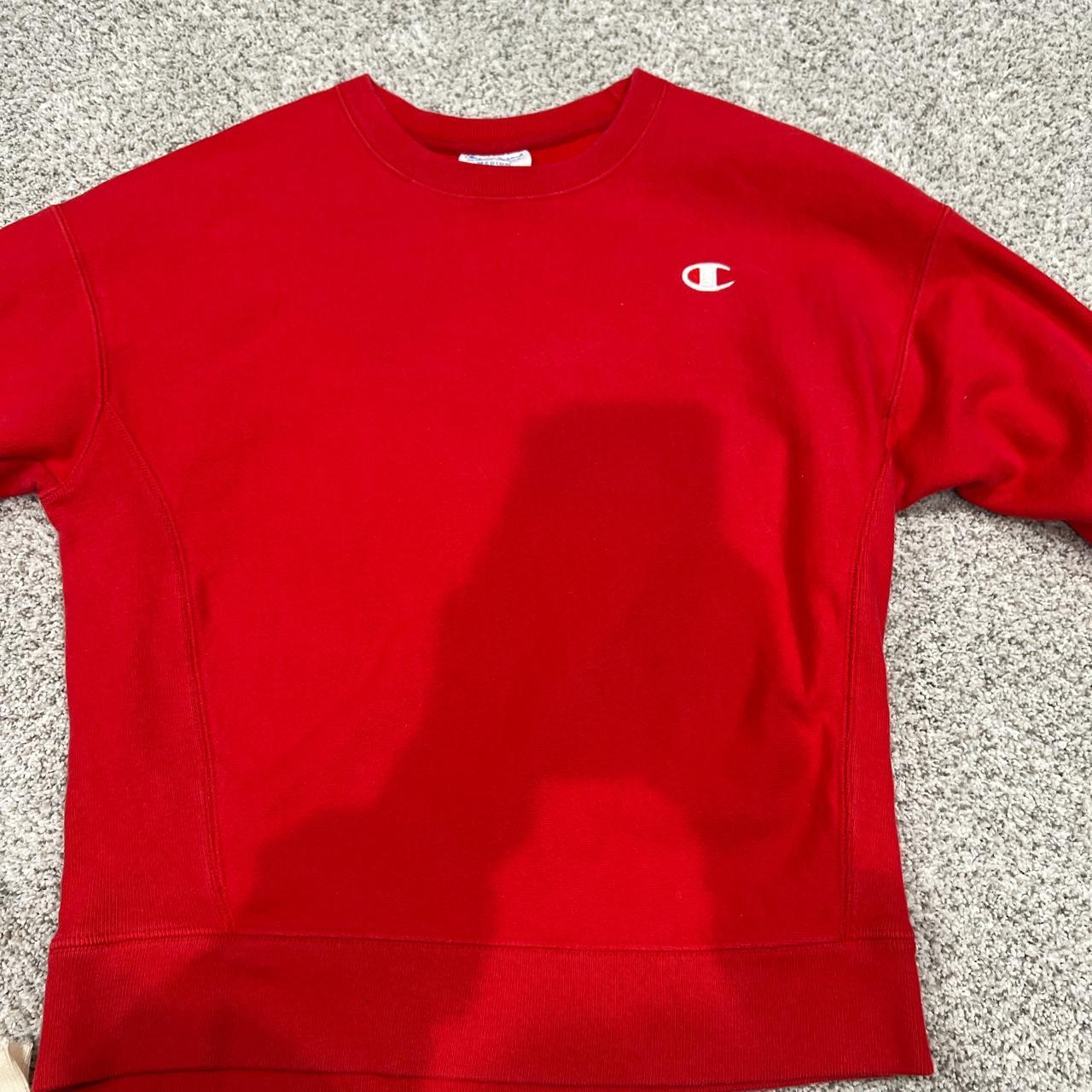 CHAMPION RED SWEATSHIRT Sizing Medium What to Depop