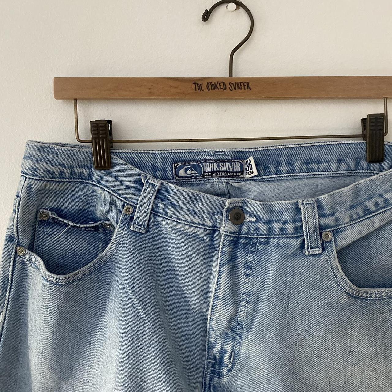 vintage quiksilver denim jeans light wash waist 36” - Depop