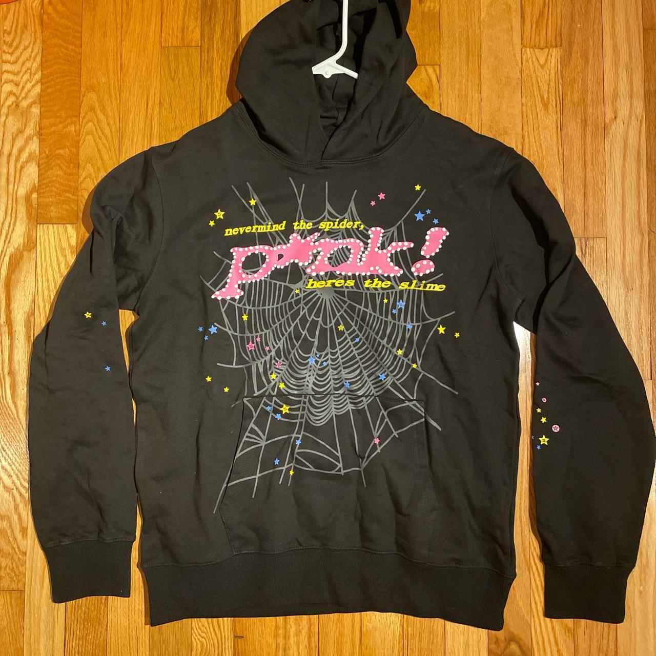 Spider Worldwide Men's Black and Pink Hoodie | Depop