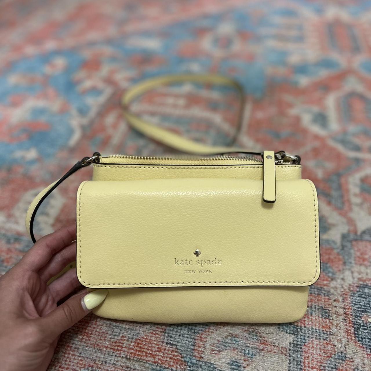 Cross body pastel yellow leather Kate Spade purse.... - Depop