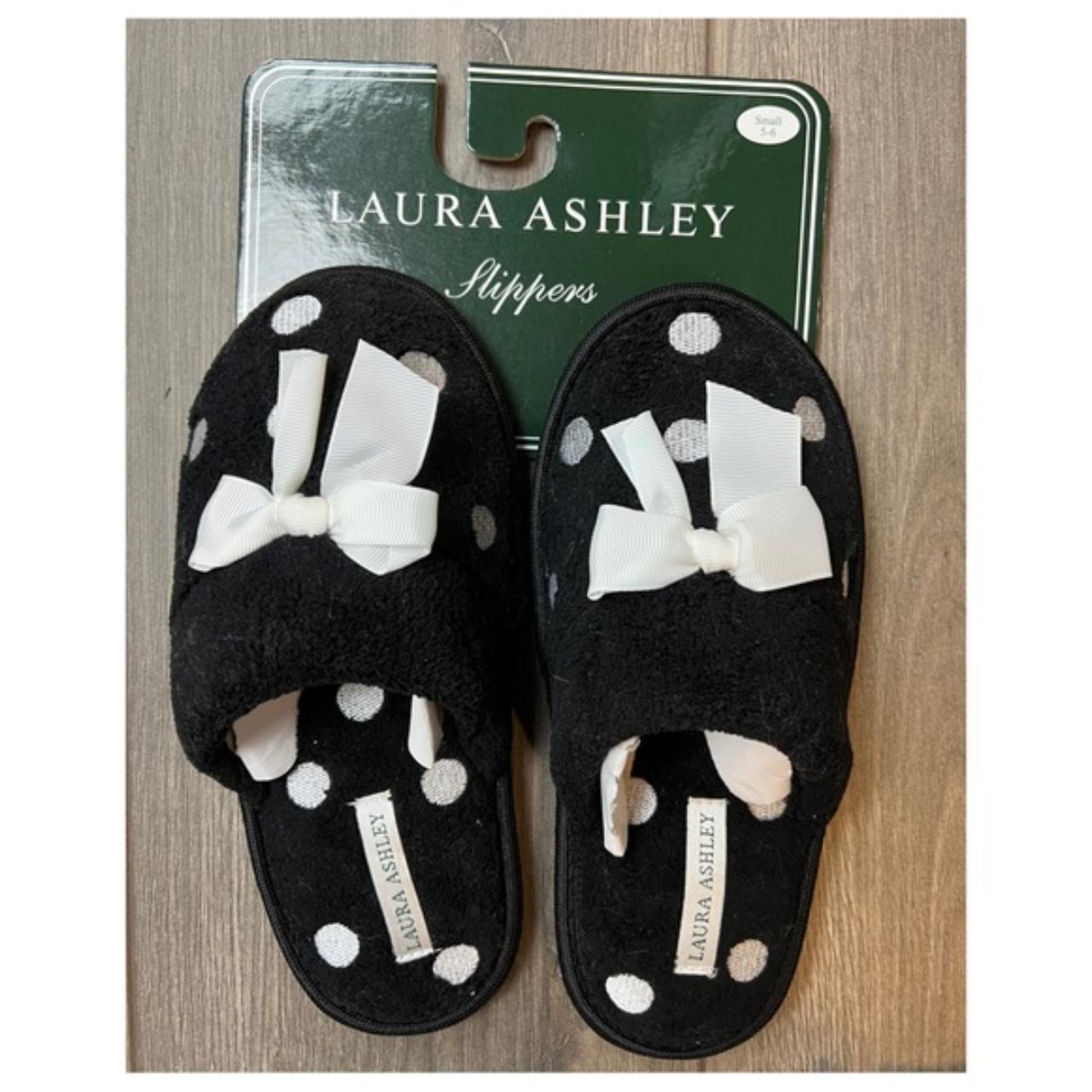 Laura Ashley Slippers Black Dots NWT Small Depop   P0 