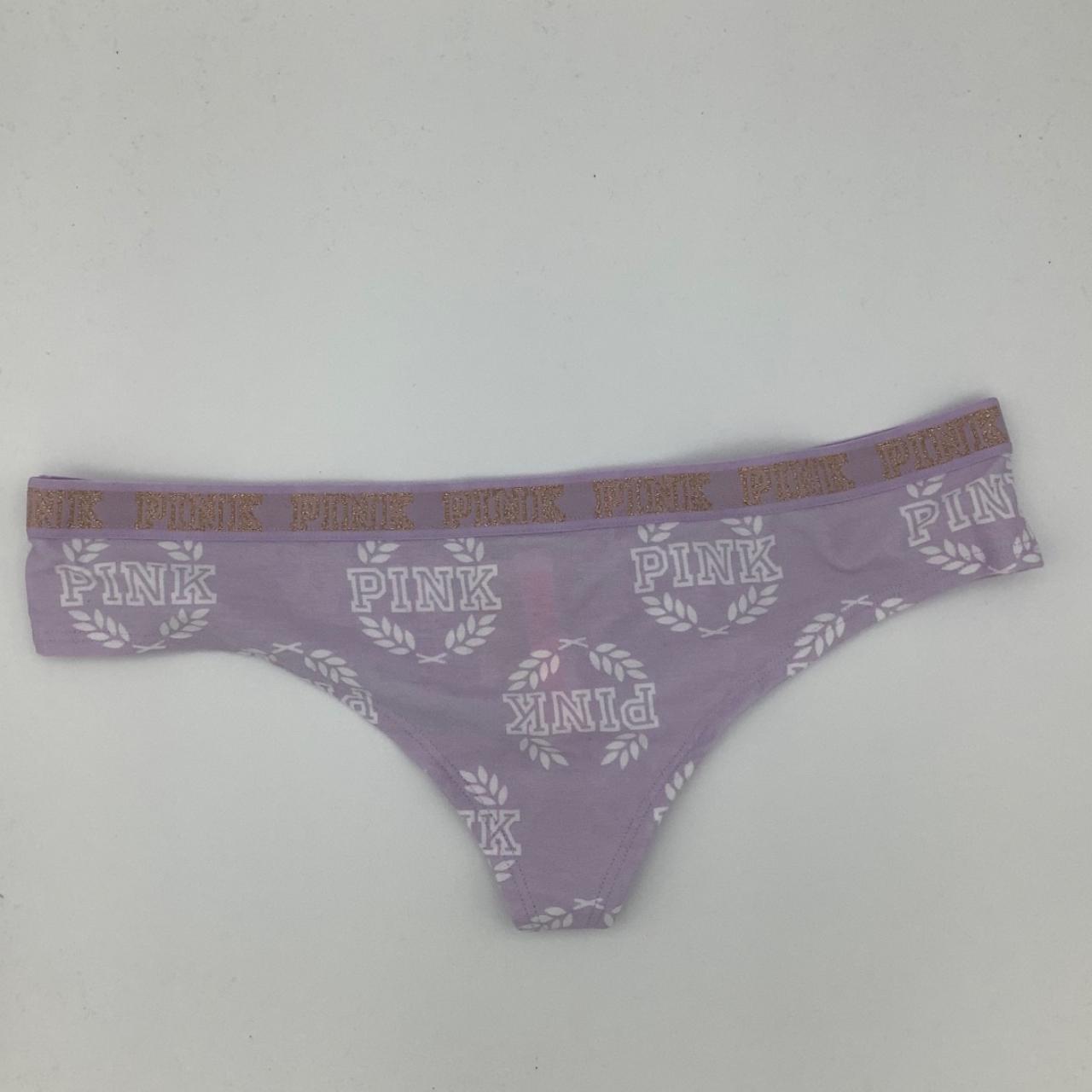 New Victoria's Secret PINK Lurex Logo Thong Panties - Depop