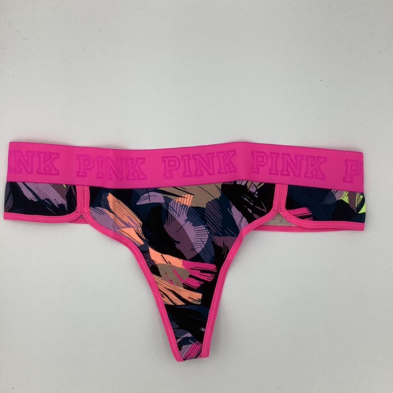 New Victoria's Secret PINK Lurex Logo Thong Panties - Depop