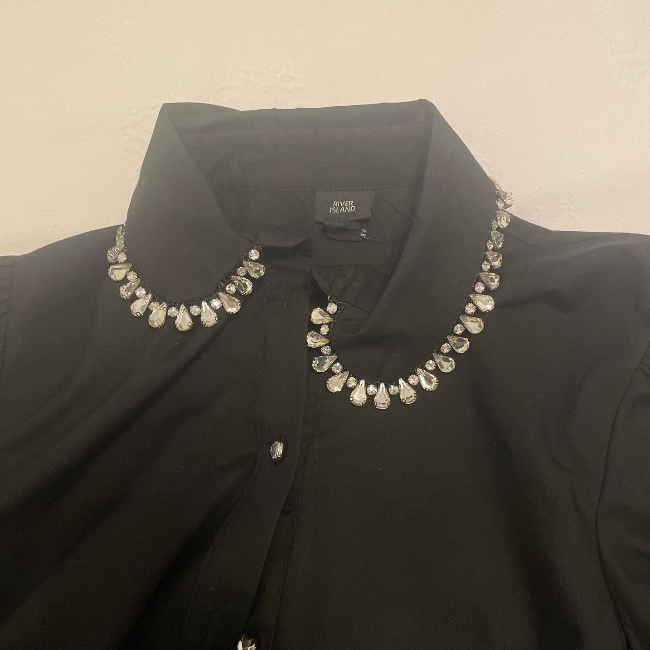 River island black diamanté collar shirt Depop