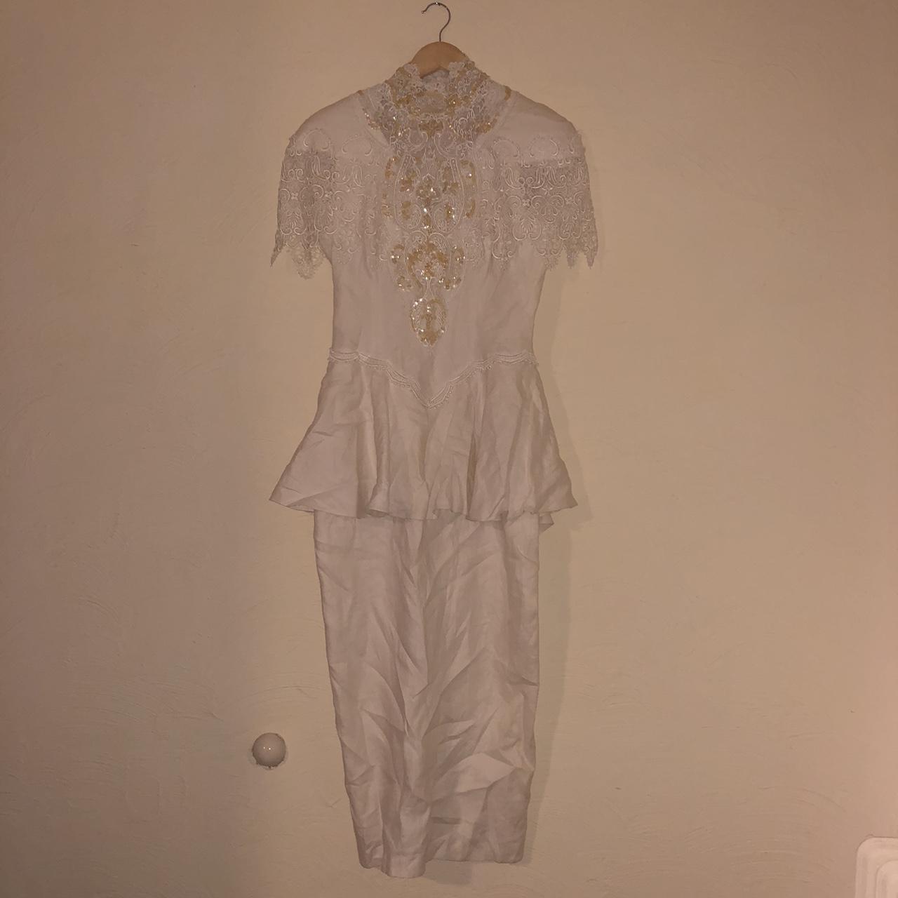 vintage white gown size 4 Depop