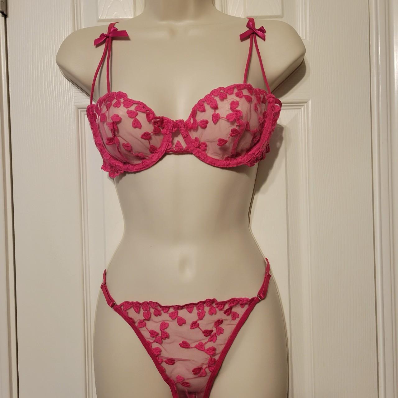 SHEIN BAE hot pink lace lingerie set Size M