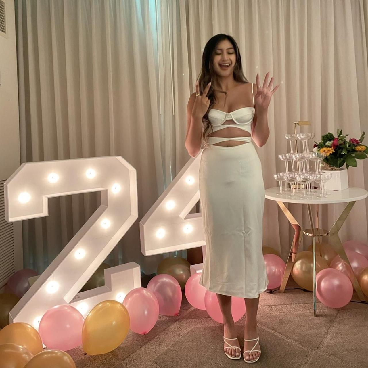 House of CB Amalia Cutout Satin BodyCon Dress Size... Depop