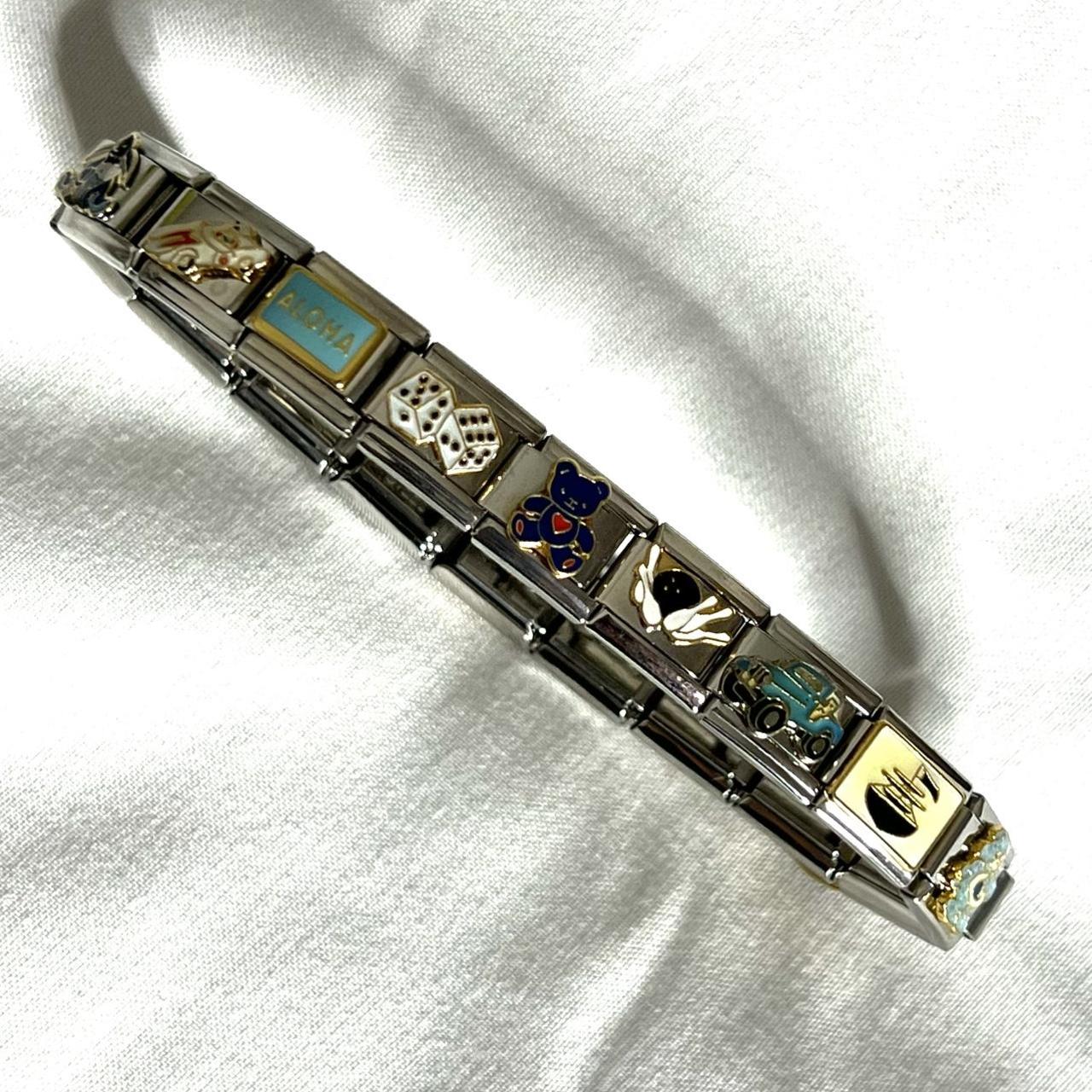 18 link blue and white Italian charm bracelet ... - Depop