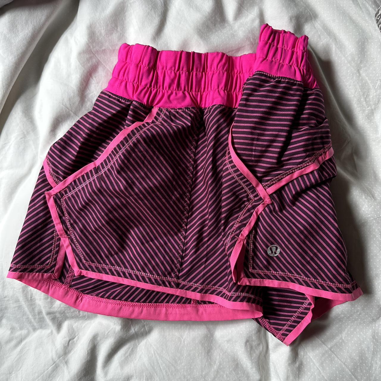 Lululemon pink stripy shorts Size 2/4 - Depop