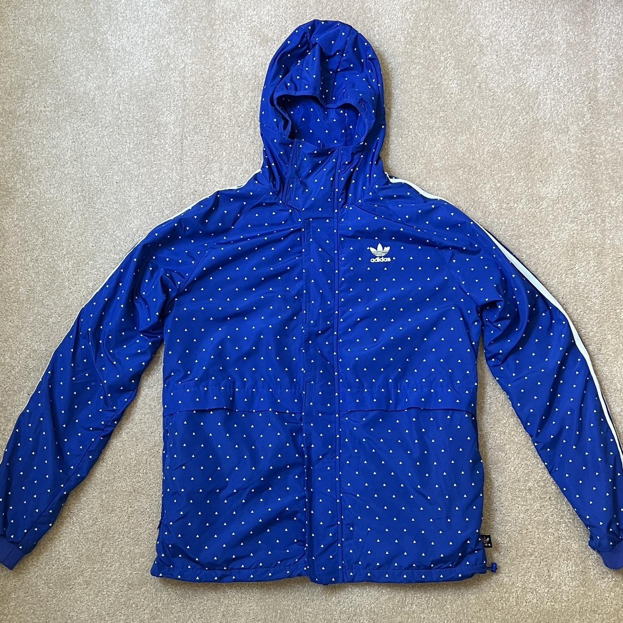 Zip up windbreaker hoodie blue and white Depop