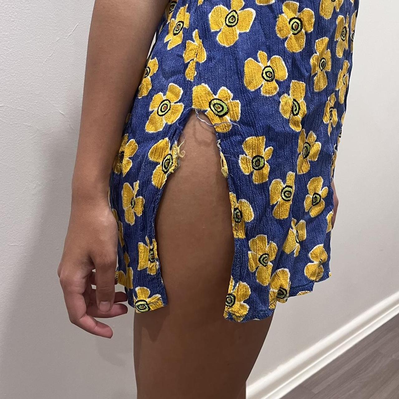 Women's Yellow and Blue Dress Depop
