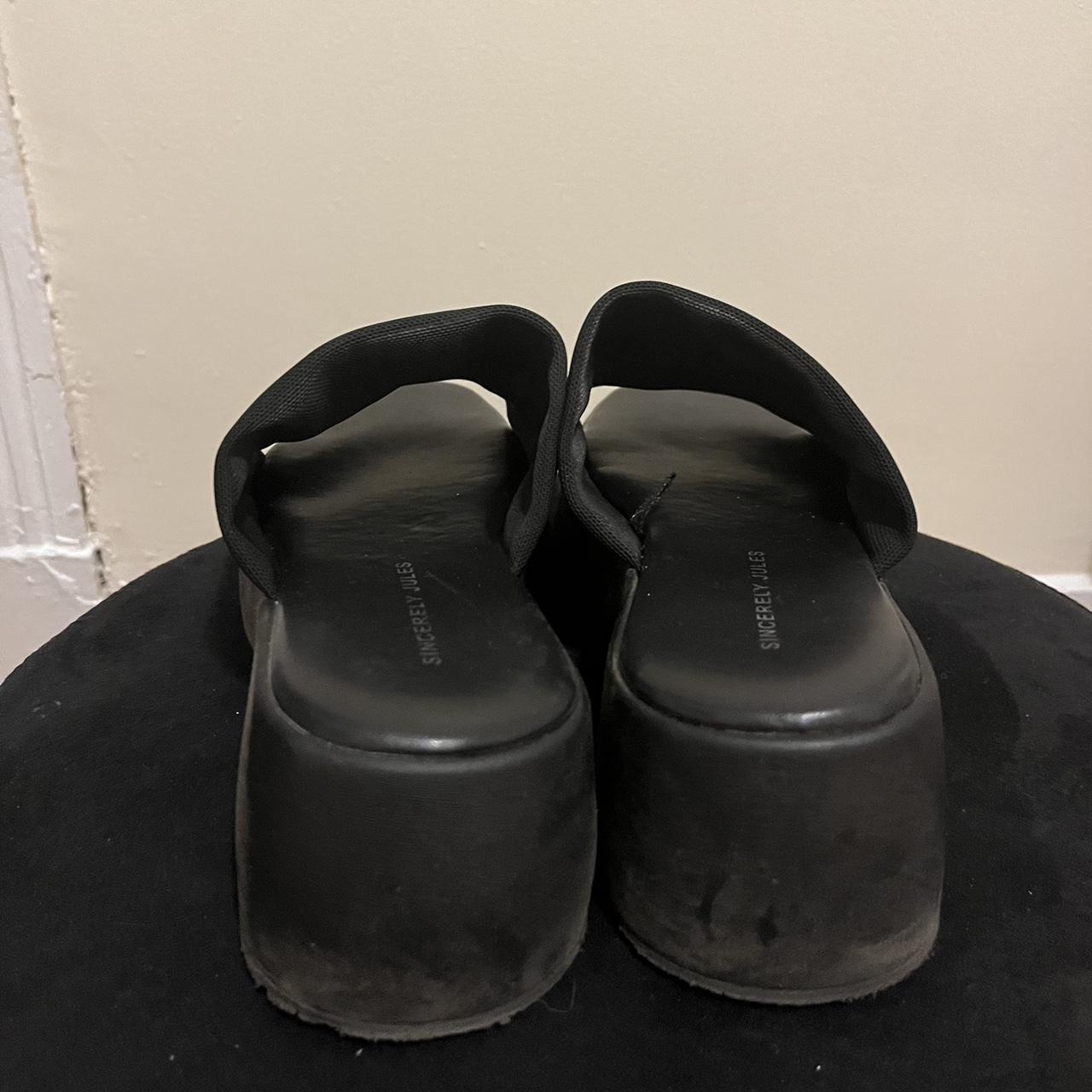 Black platform slip on sandals. Super comfy &... Depop