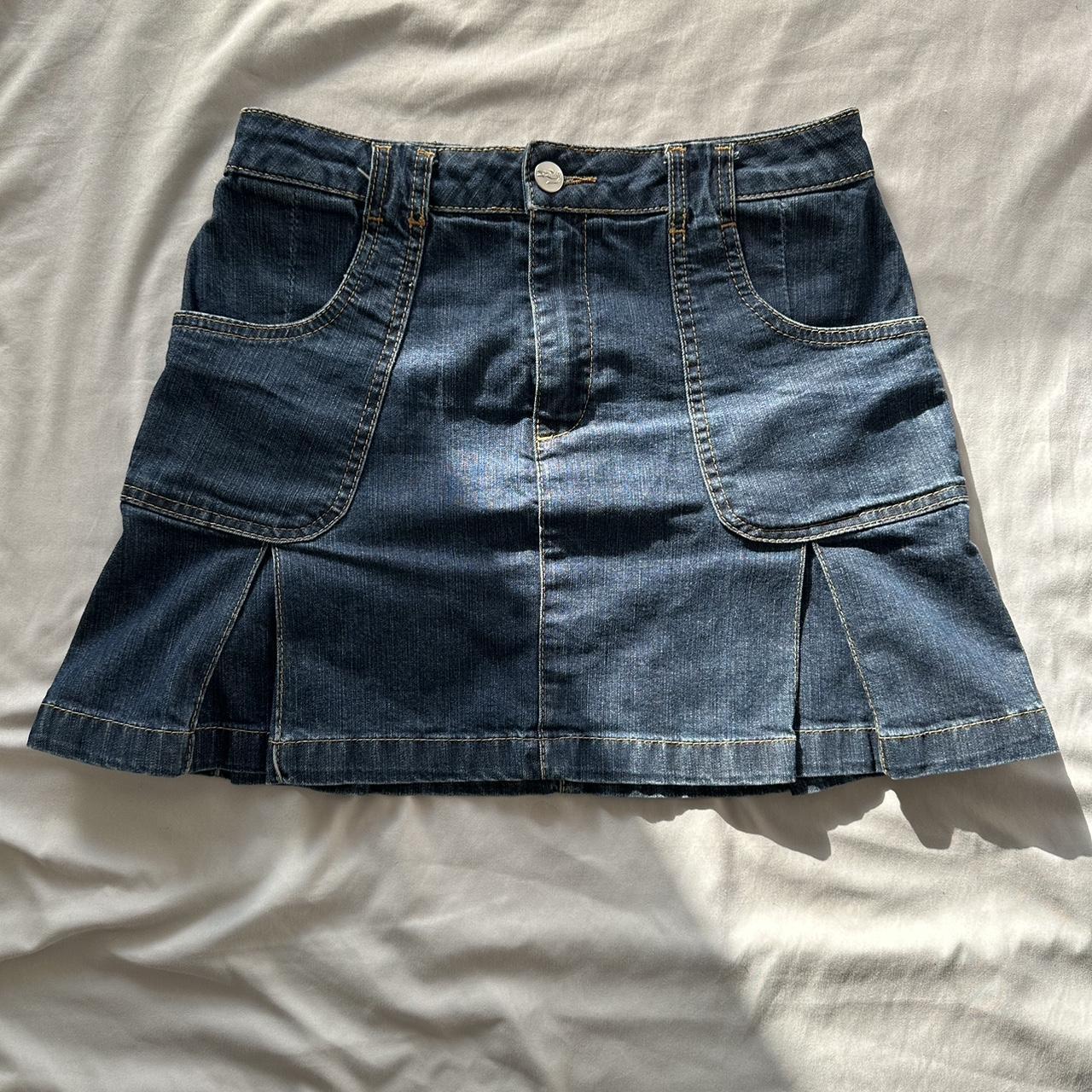 denim mini skirt Lacoste🐊 BELT LOOPS!!! y2k fit Size... - Depop