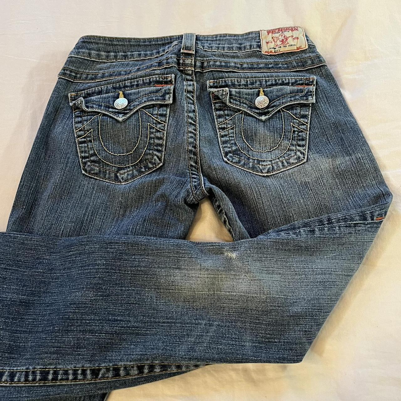 Low rise flare y2k true religion dark wash denim... - Depop