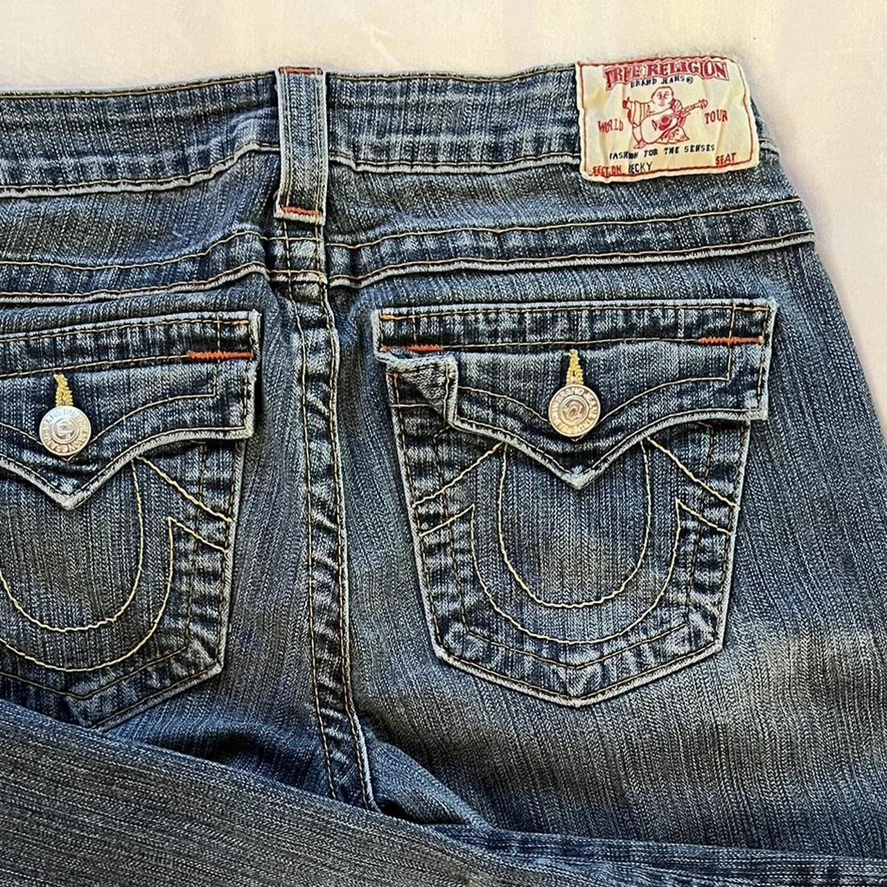 Low rise flare y2k true religion dark wash denim... - Depop