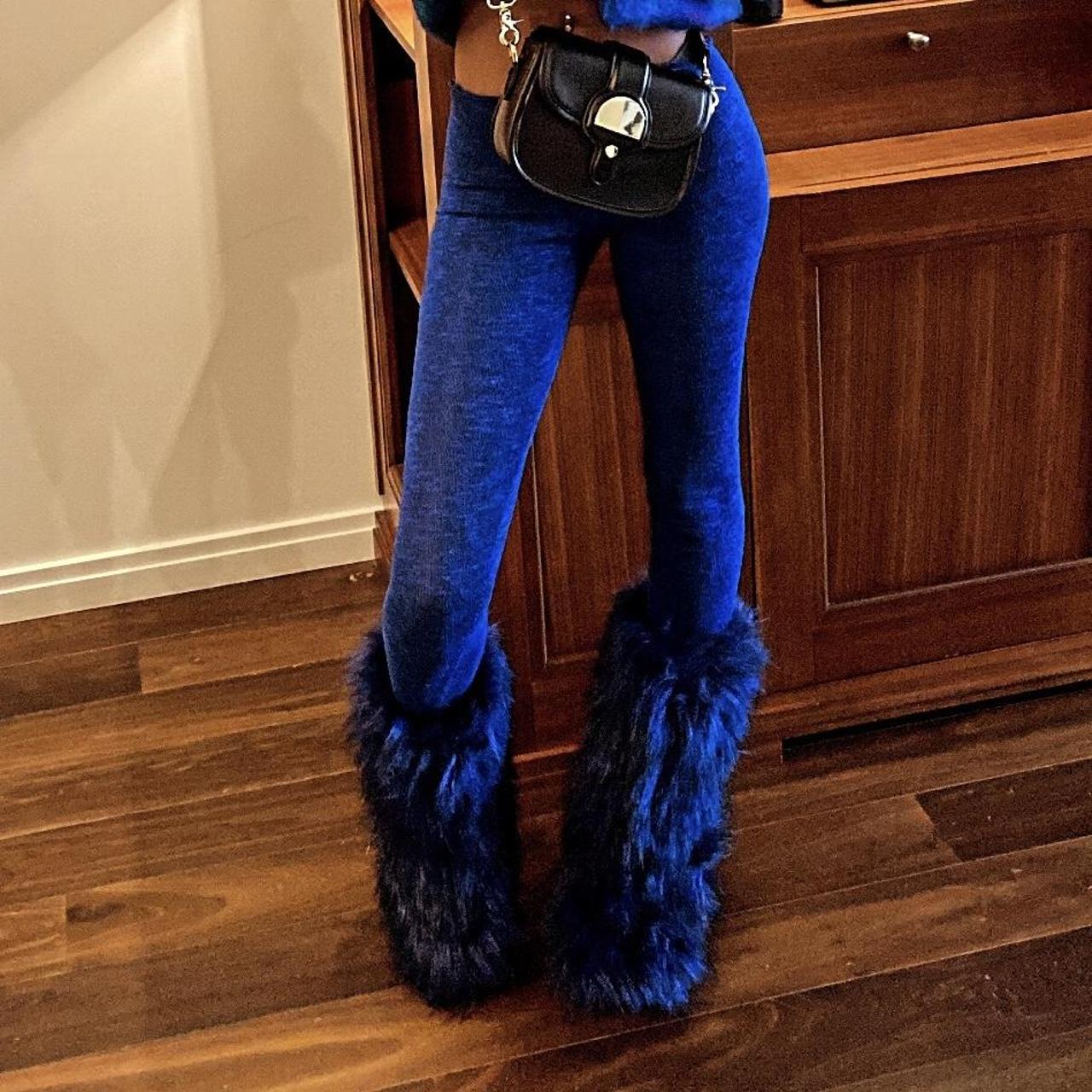 Royal blue fur on sale boots