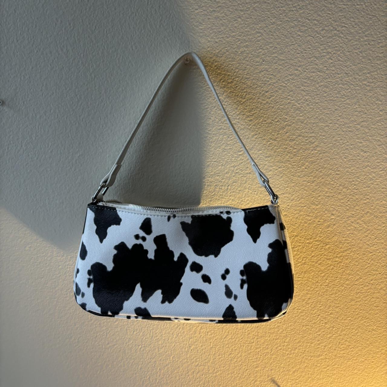 Cow Print Shoulder Bag, Women's Elegant Zipper Purse, Fashion Chain Decor  Baguette Bag Mini Metal Butterfly & Chain Decor Baguette Bag | SHEIN