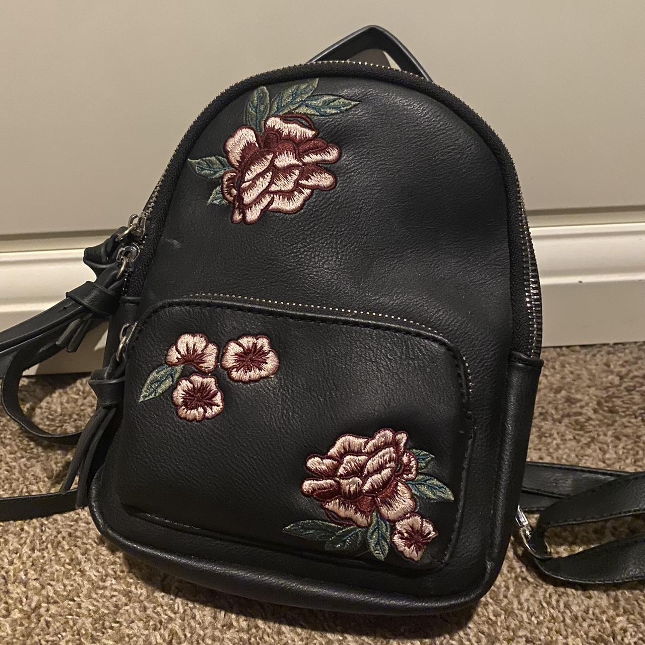 Western Floral Tooled Black Pebbled Leather Backpack Shoulder Book Bag —  Challenger