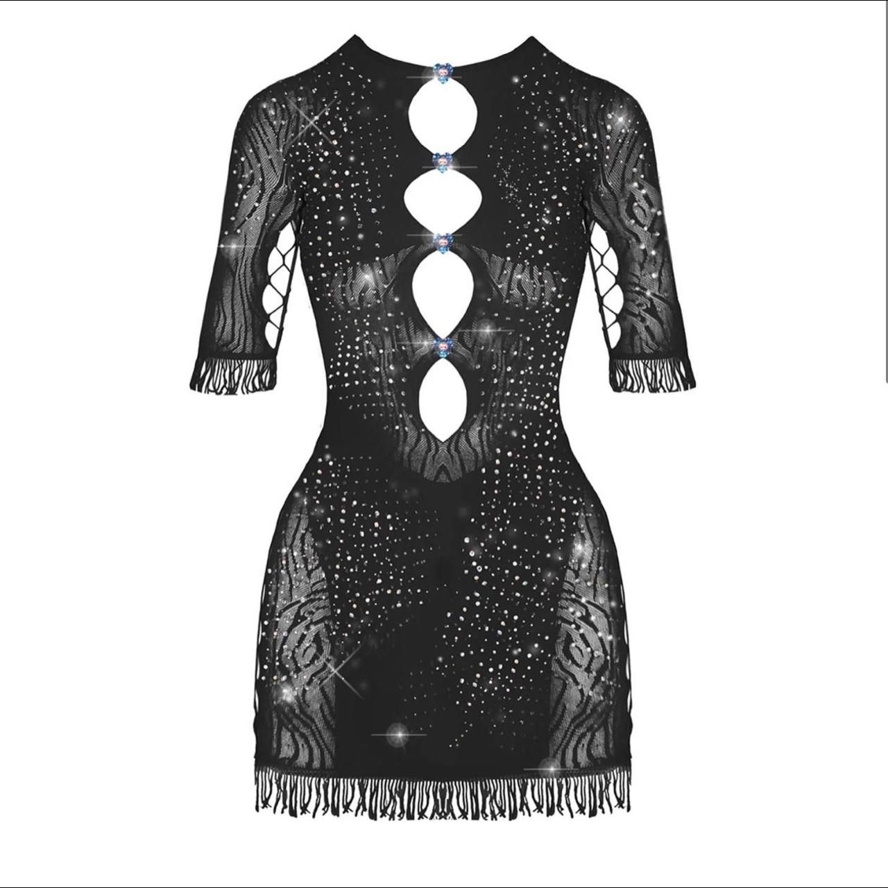 Poster Girl RHINESTONED MIRANDA DRESS JET BLACK only... Depop