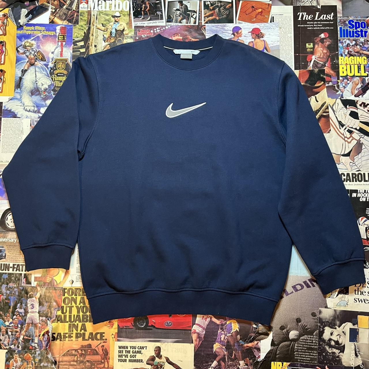 Nike Men's Navy and Silver Sweatshirt | Depop