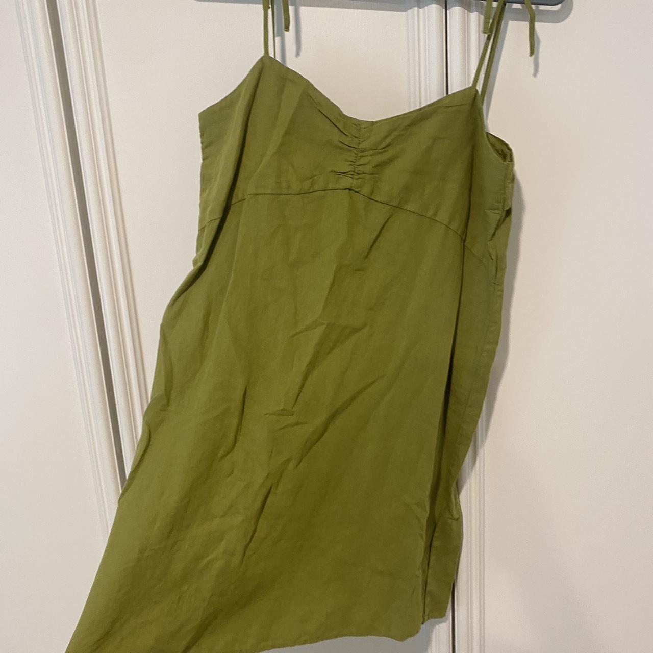 Zara green mini sundress Tie straps Button in the back - Depop