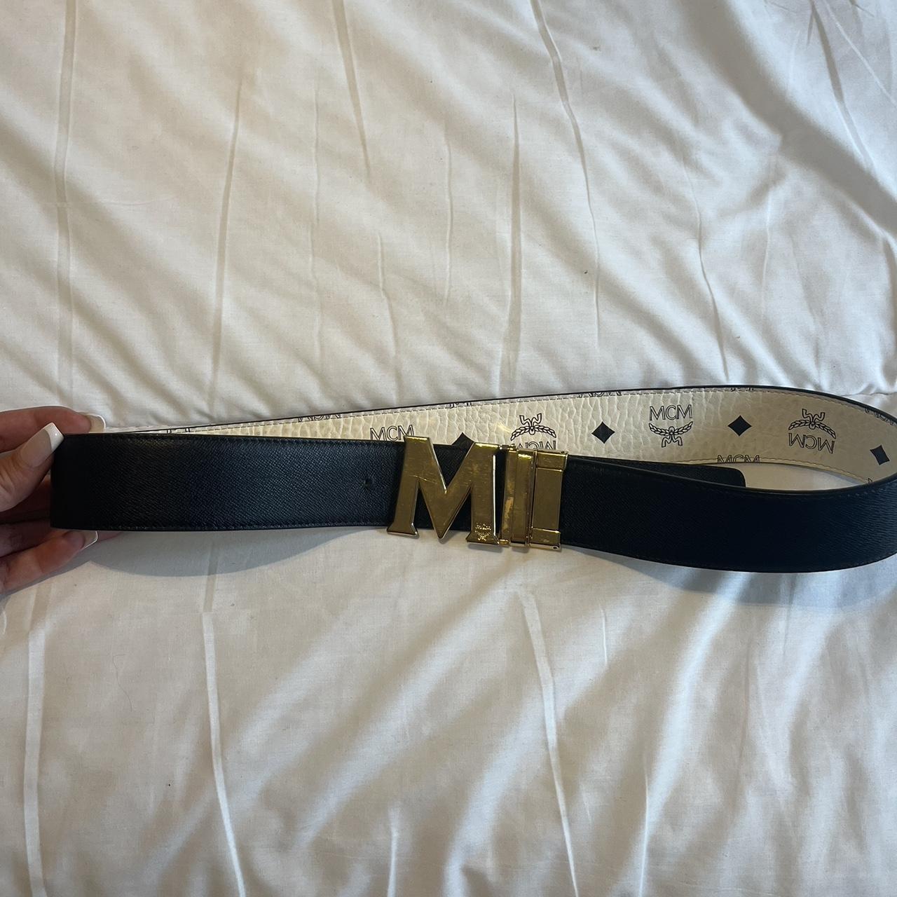 mcm belt white