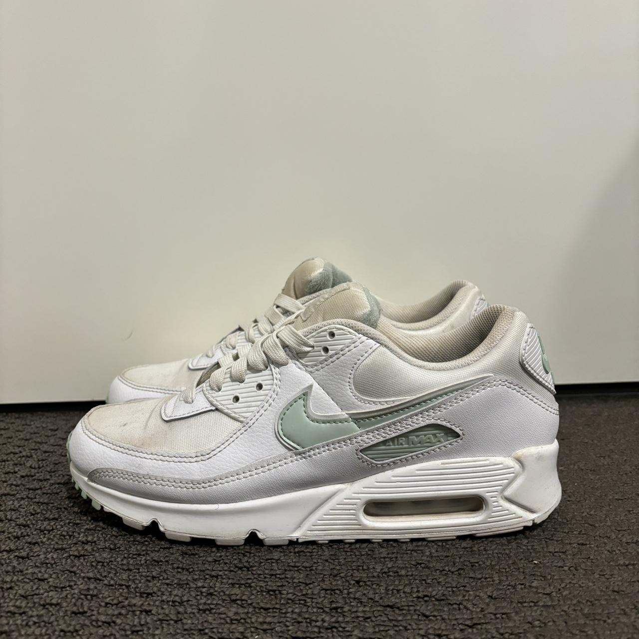 Nike air max 90s white with mint green tick Depop