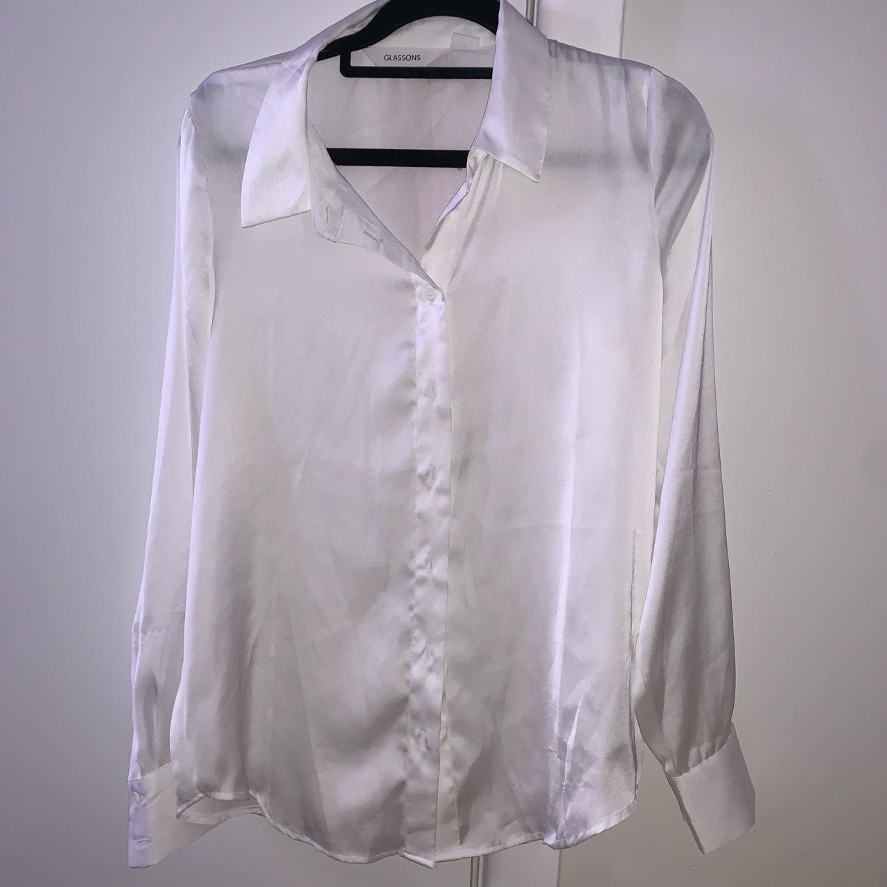 Glassons white satin blouse - size 8 Very cute and... - Depop