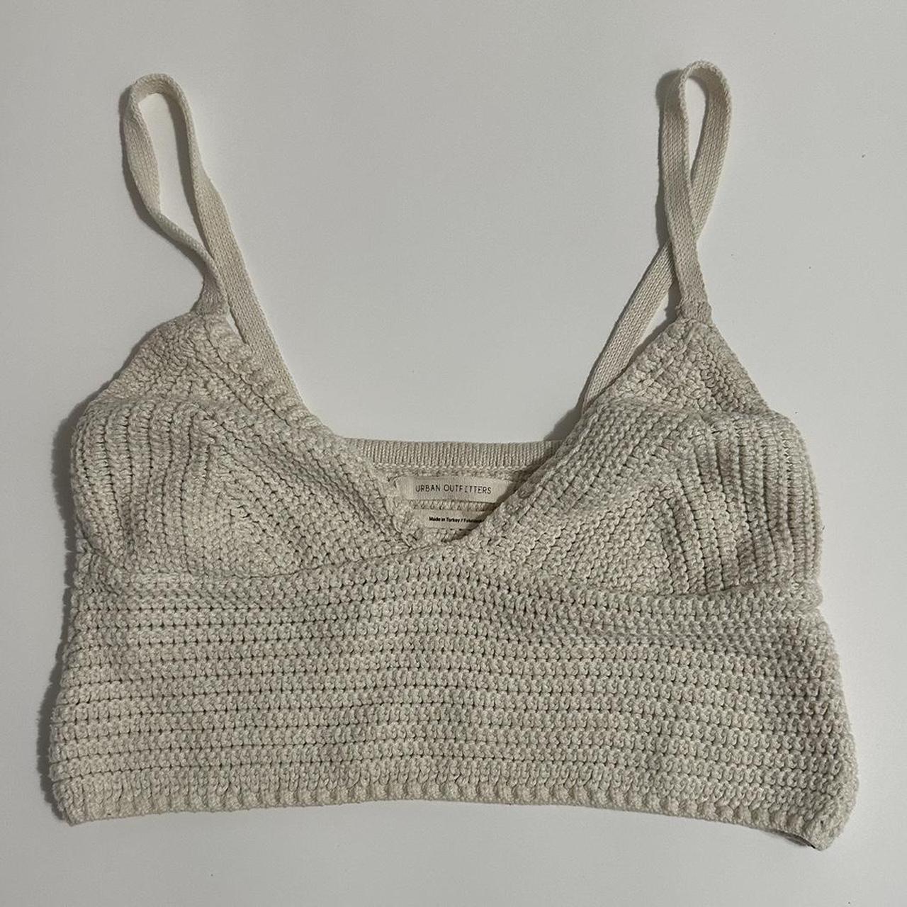 urban outfitters beige crochet tank super cute worn... - Depop