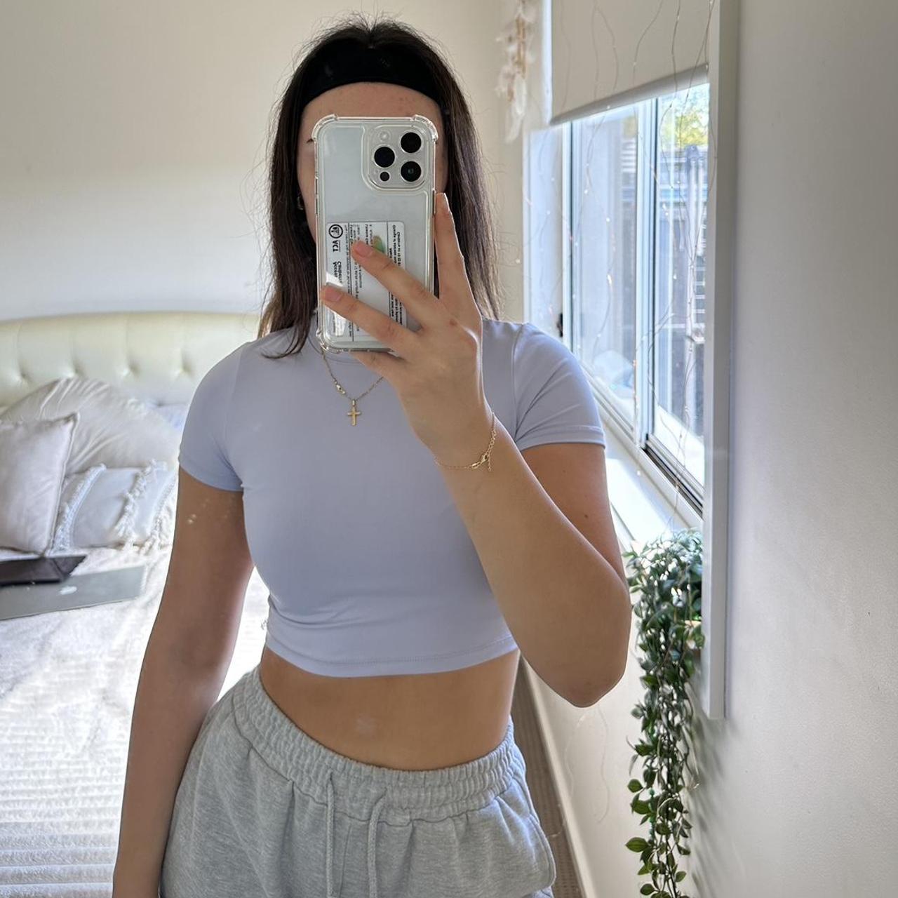 Baby blue crop top Silk/thin soft material *(Last... Depop