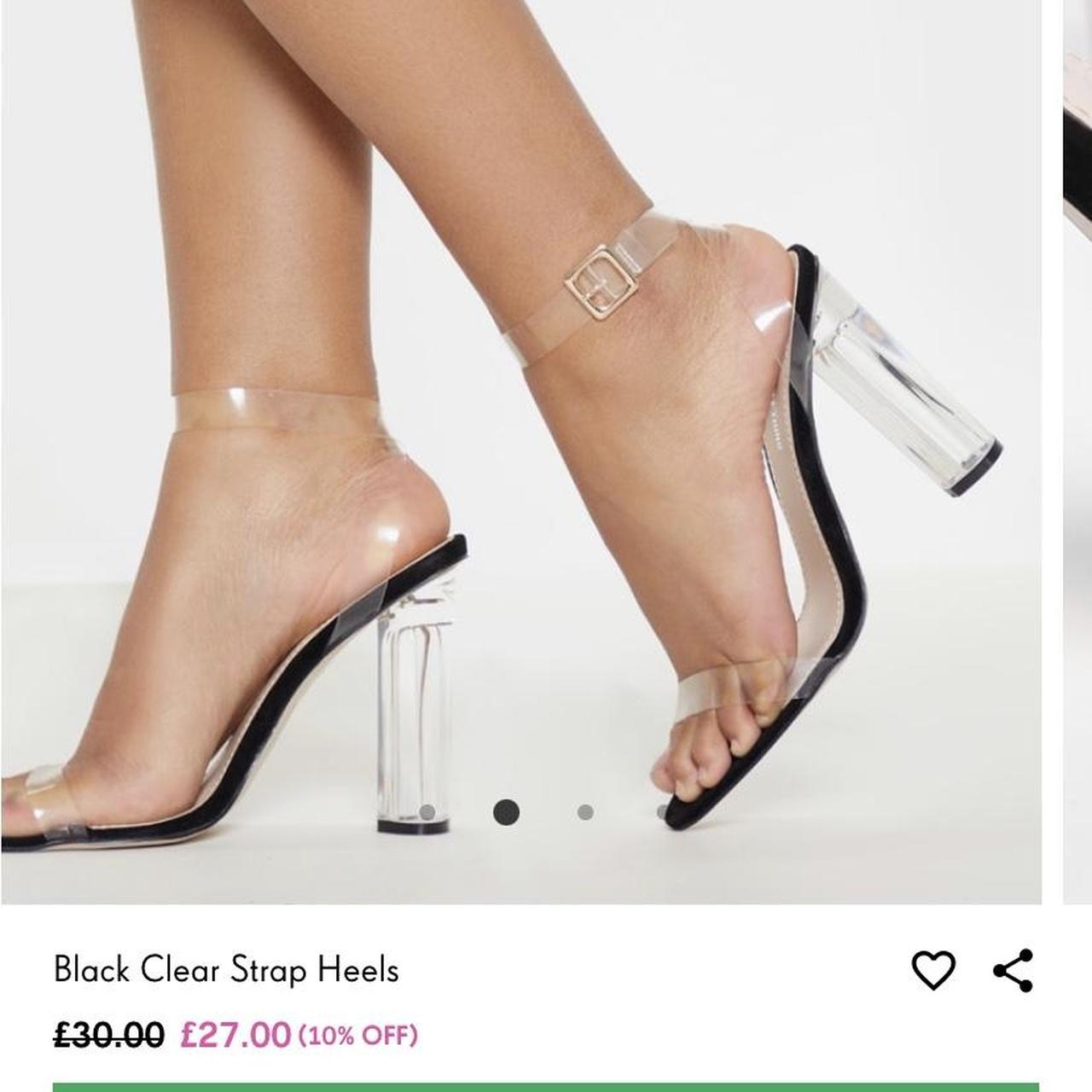 PLT black clear strap heel Size 5 Depop
