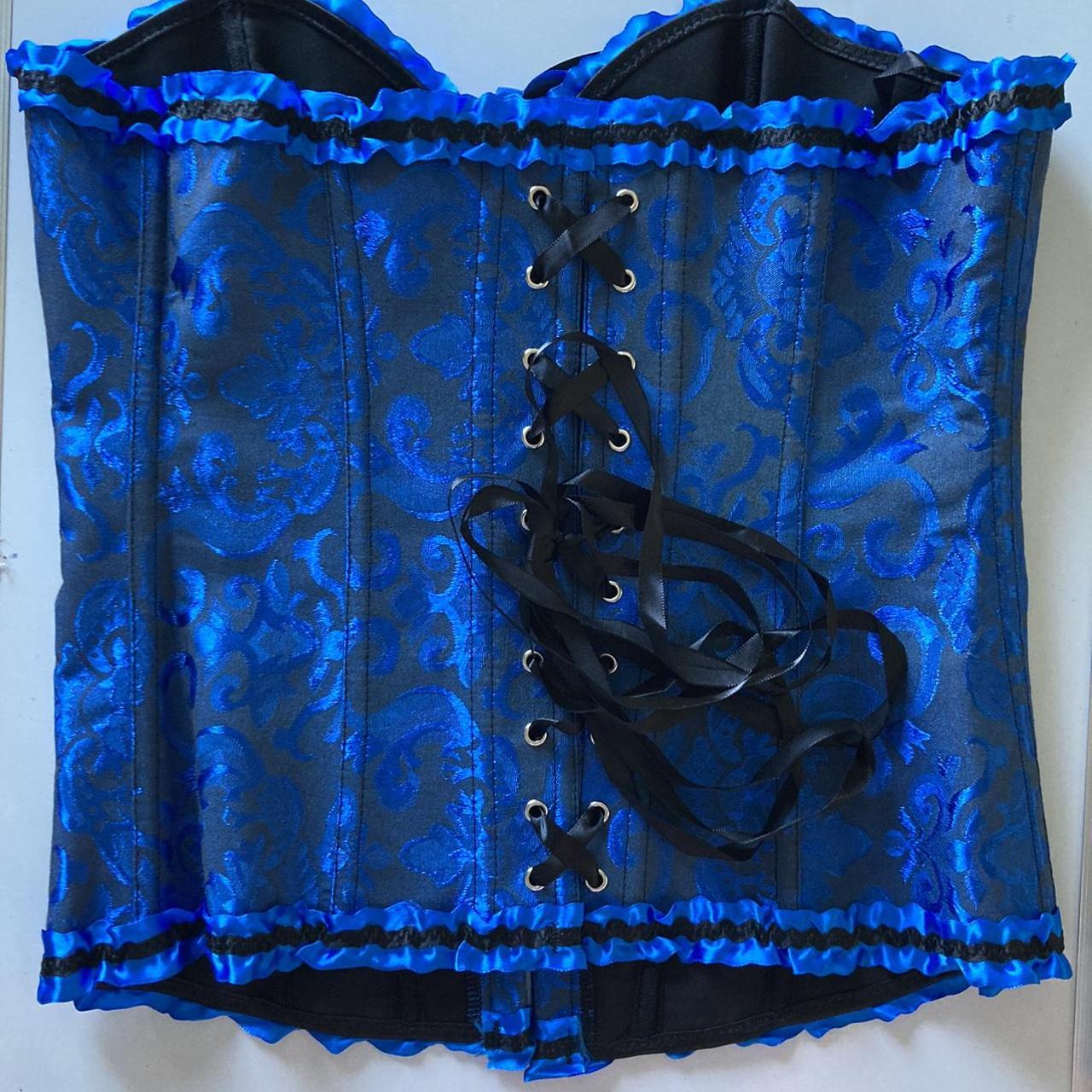 Blue lace up corset BRAND NEW, still in packaging... Depop
