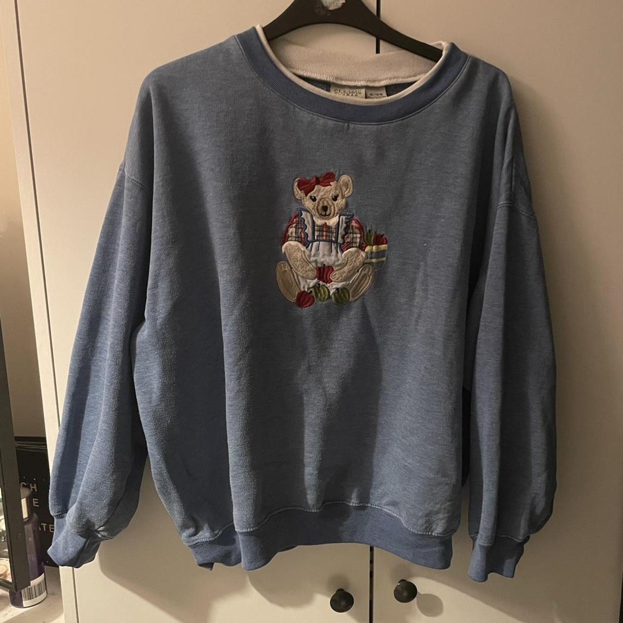 vintage teddy bear sweatshirt. so cute and really... - Depop