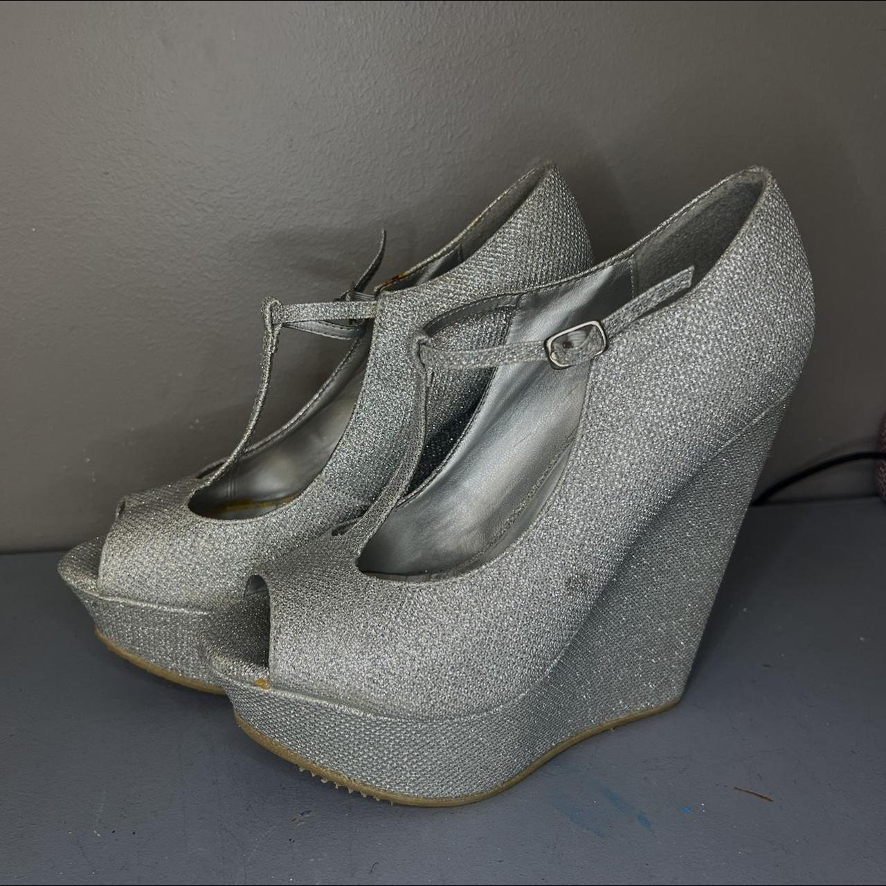 Silver sale glitter wedges