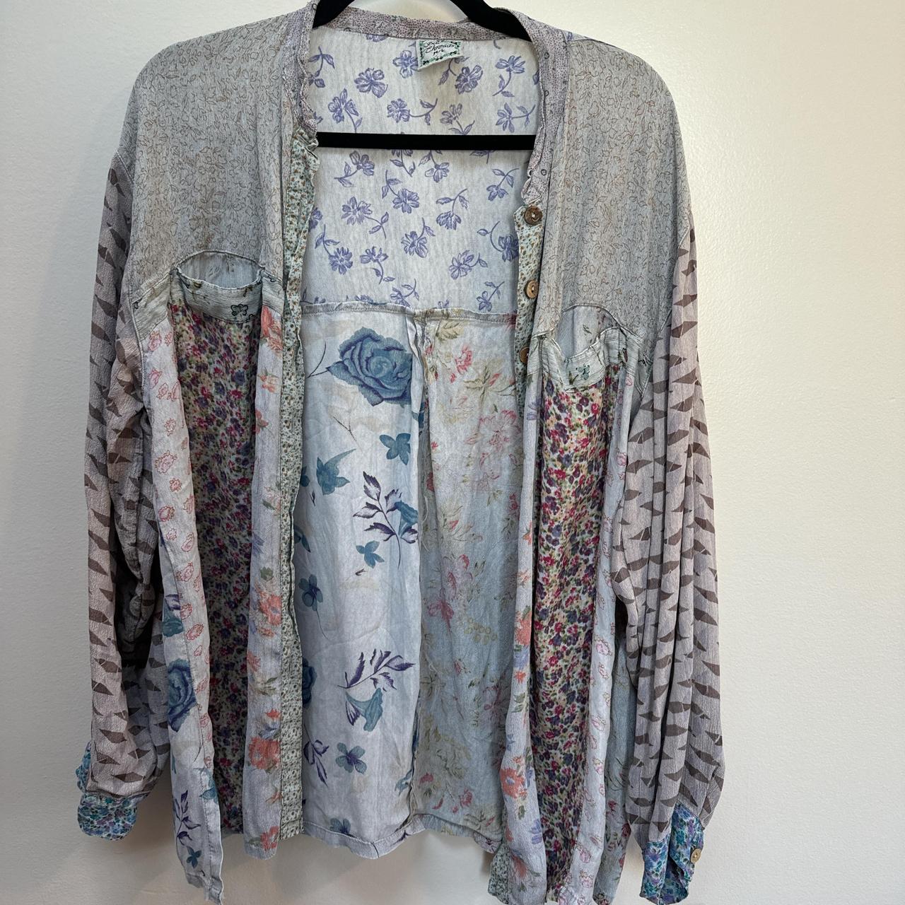 Women's Blouse - Multi/Blue - L – Unique patchwor… - image 1