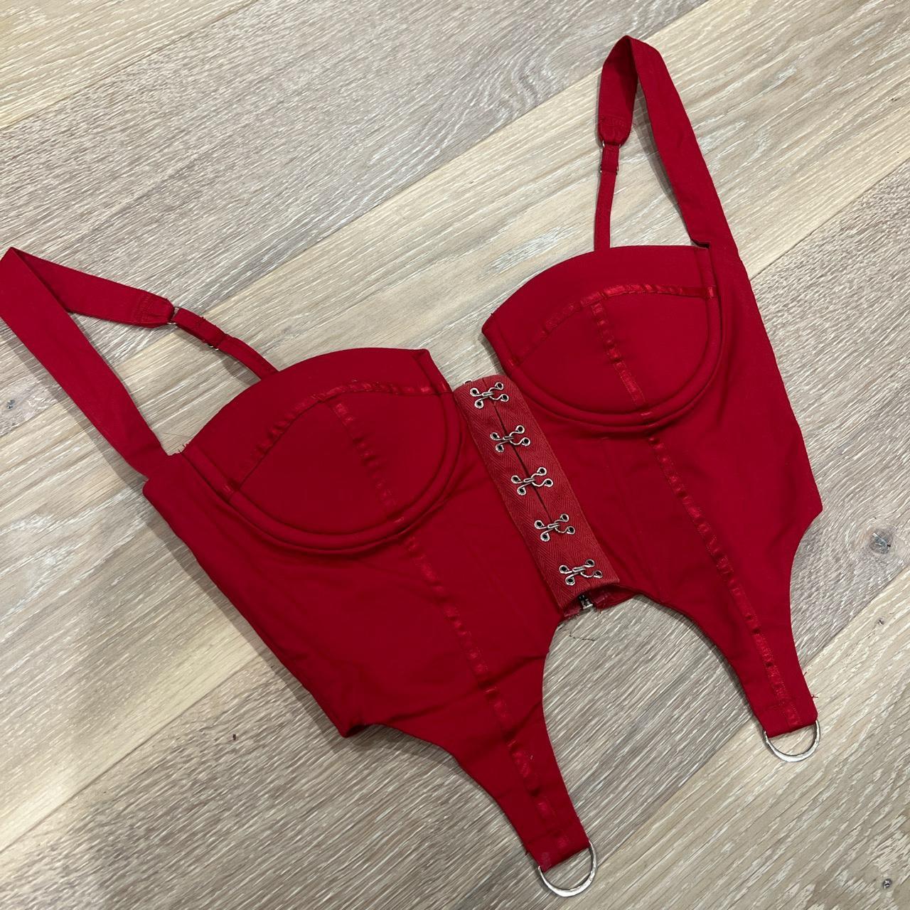 red corset crop top ️ LITERALLY THE MOST FLATTERING... - Depop